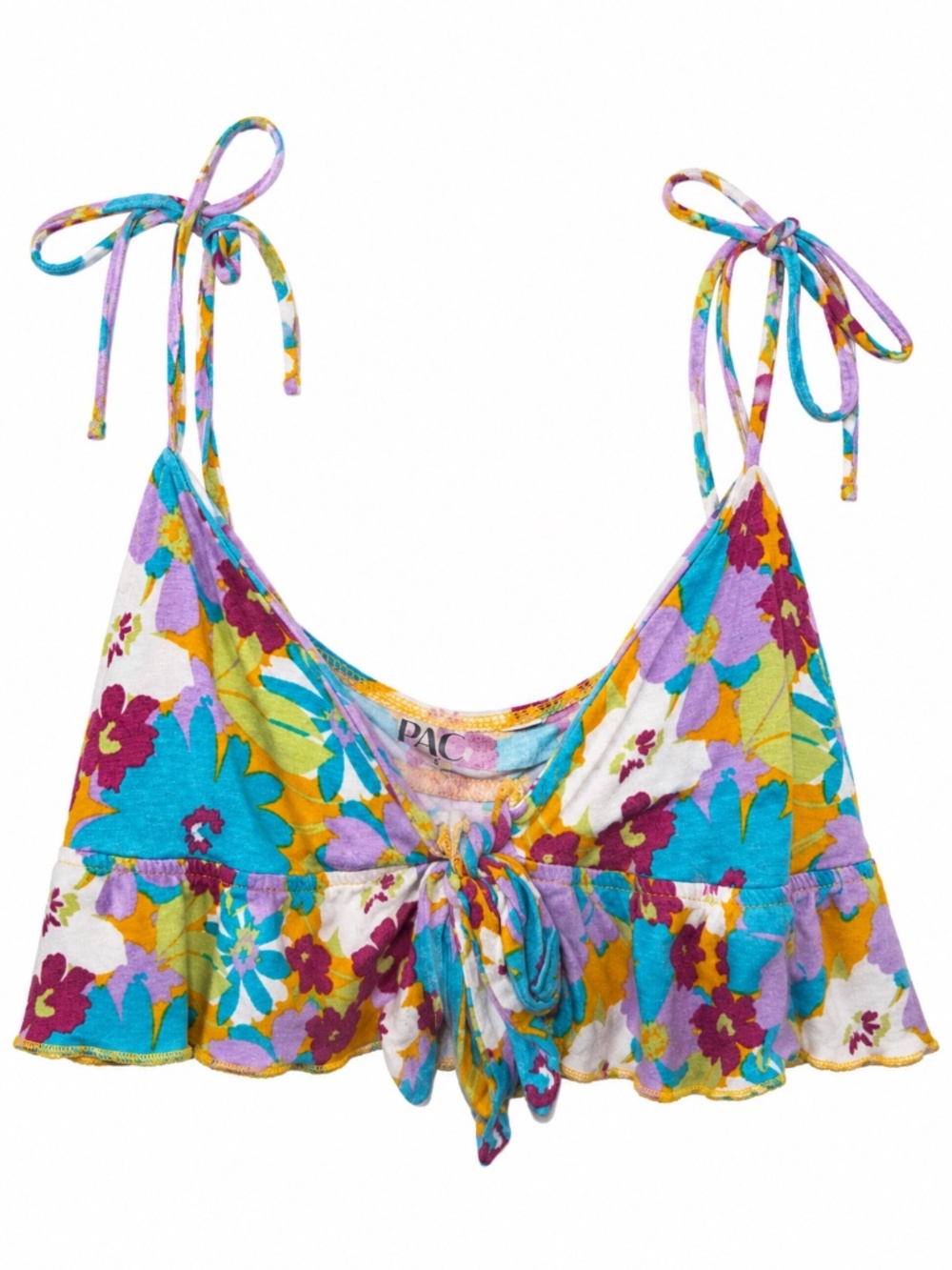 Pacsun PAC Cares Women’s S Floral Tie Front Crop Top Ruffle Y2K Boho